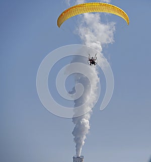 Man flying on a parachute