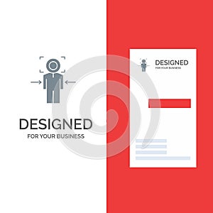 Man, Focus, Target, Achieve, Goal Grey Logo Design and Business Card Template