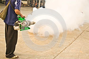 Man fogging chemical to anti mosquitos