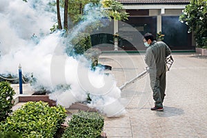 The man fogging to eliminate mosquito photo