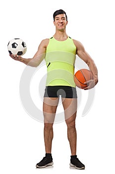 Man with football and basketball