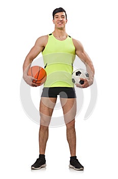Man with football and basketball