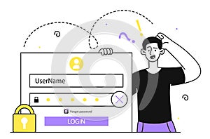 Man forgot password vector linear concept