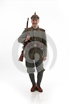 Man in the form of a German infantryman from the times of the First World War