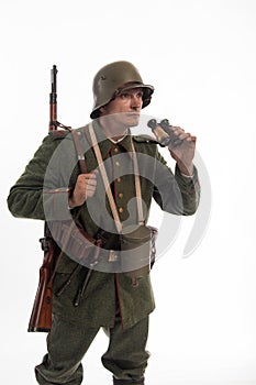 Man in the form of a German infantryman from the times of the First World War