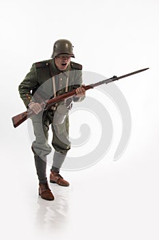 Man in the form of a German infantryman from the times of the First World War