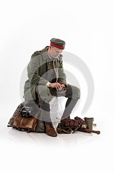 Man in the form of a German infantryman from the times of the First World War