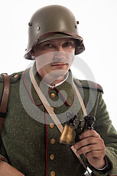 Man in the form of a German infantryman from the times of the First World War photo
