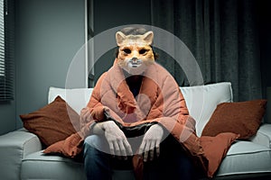 Man with fox mask