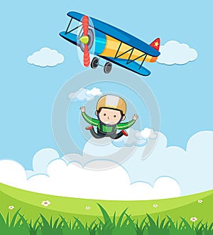 A Man Free Fall Skydiving