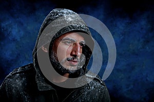 Man Freezing in Cold Weather