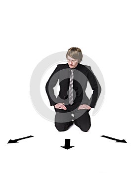 Man in front of a choice