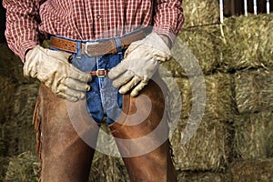 Man in Front of Hay Bales