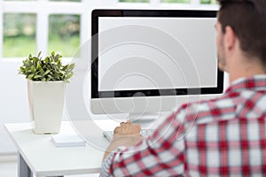 Man in front of screen