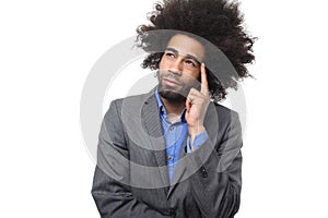 Man in front of a white background doing expressions