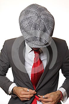 Man in front of a white background doing expressions