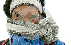 Man frozen in outdoor winter