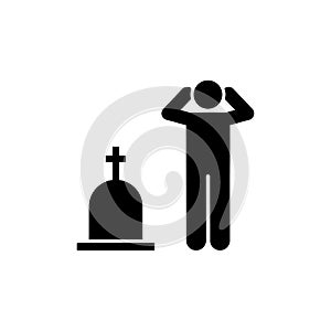 Man funeral cry sorrow icon. Element of pictogram death illustration