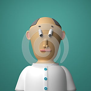 man funny 3d character in white shirt