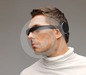 Man with futuristic glasses