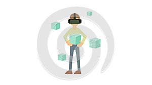 Man in futuristic glasses icon animation