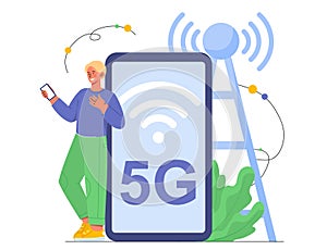 Man with 5G tower concept