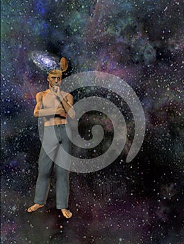Man with galaxy mind
