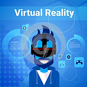 Man Gaming Wear Virtual Reality Glasses Modern Vr Goggles Technology Concept