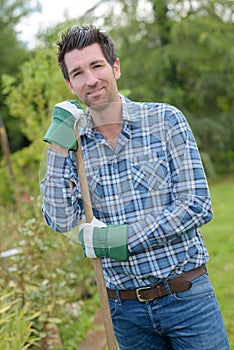 Man on garden hobby