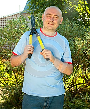 Man with garden pruner