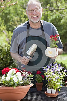 Man Gardening Outdoors