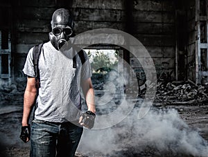 Man in gas mask