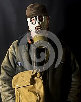 Man with a gas mask