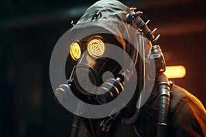 Man gas mask steampunk adult. Generate Ai