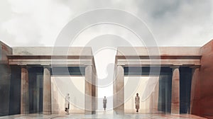 Minimalist Architecture Of Caryatides With Rothko: An Artistic Illustration photo