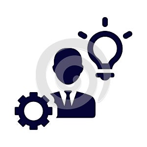 man, gear, idea, bulb, people, light bulb, creative idea management icon