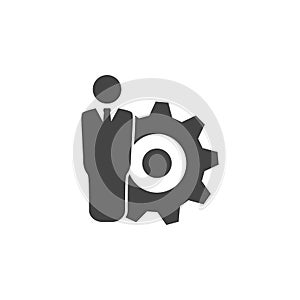 man, gear, settings icon. Element of business plannin icon. Glyph icon for website design and development, app development.