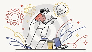 Man Generating Ideas, Creative Problem Solving, vector design Generative AI