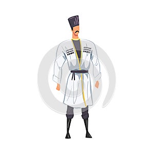 Man in Georgia National lothing, Male Representative of Country in Traditional Outfit of Nation Cartoon Style Vector