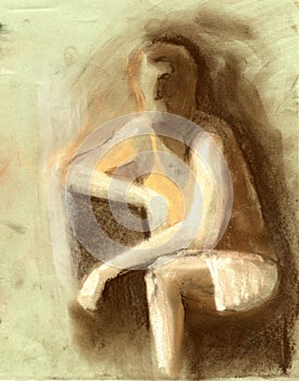 a man gesture drawing in on texture paper