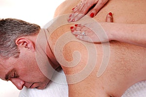 Man getting back massage.