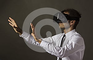 Man getting experience using VR