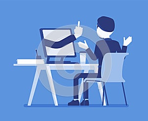 Man getting lost at computer