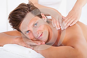 Man getting spa treatment