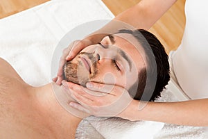 Man getting spa treatment