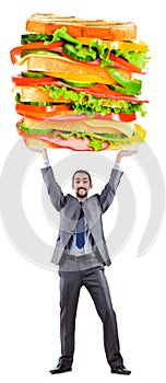 Man and giant sandwich