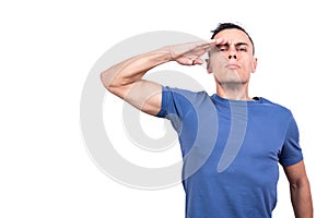 Man giving a military salute with his hand