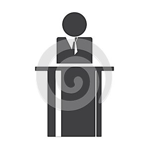 Man giving speech. Vector illustration decorative background design