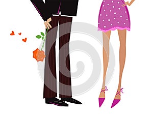 Man Giving Woman romantic gift - red rose