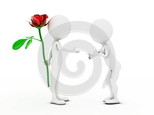 Man giving a woman a rose